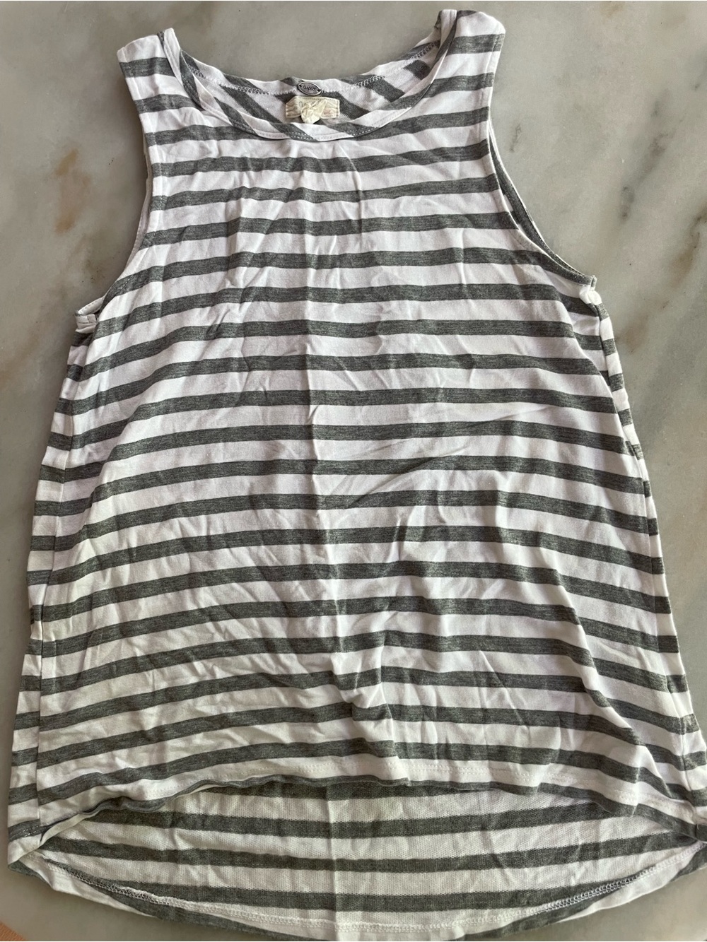 Cupio Gray and White Striped Sleeveless Tank
